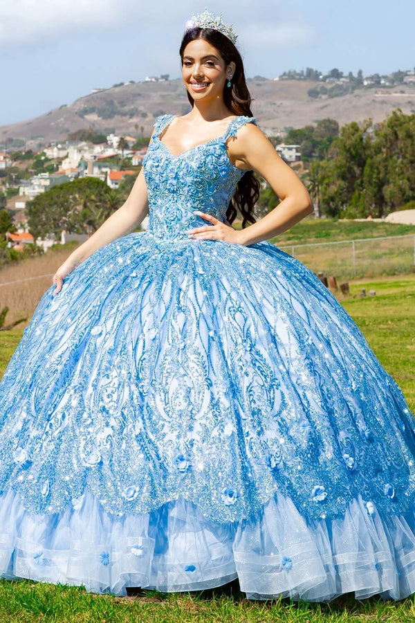 Sweetheart Floor Length Ombre Tulle Quinceanera Ball Gown with Sheer Corset Bodice Cinderella Couture 8110J