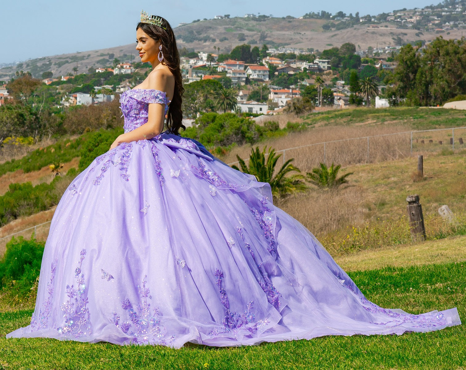 Cinderella Couture 8111J Long Ball Gown Glitter Applique Quinceanera Dress