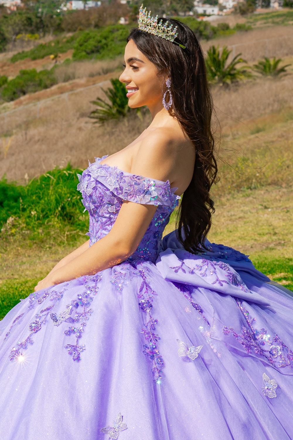 Cinderella Couture 8111J Long Ball Gown Glitter Applique Quinceanera Dress