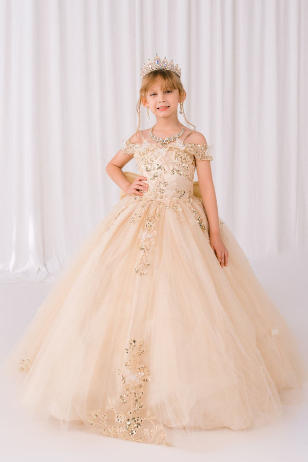 Cinderella Couture 8111 Glitter Long Formal Beaded Flower Girl Dress
