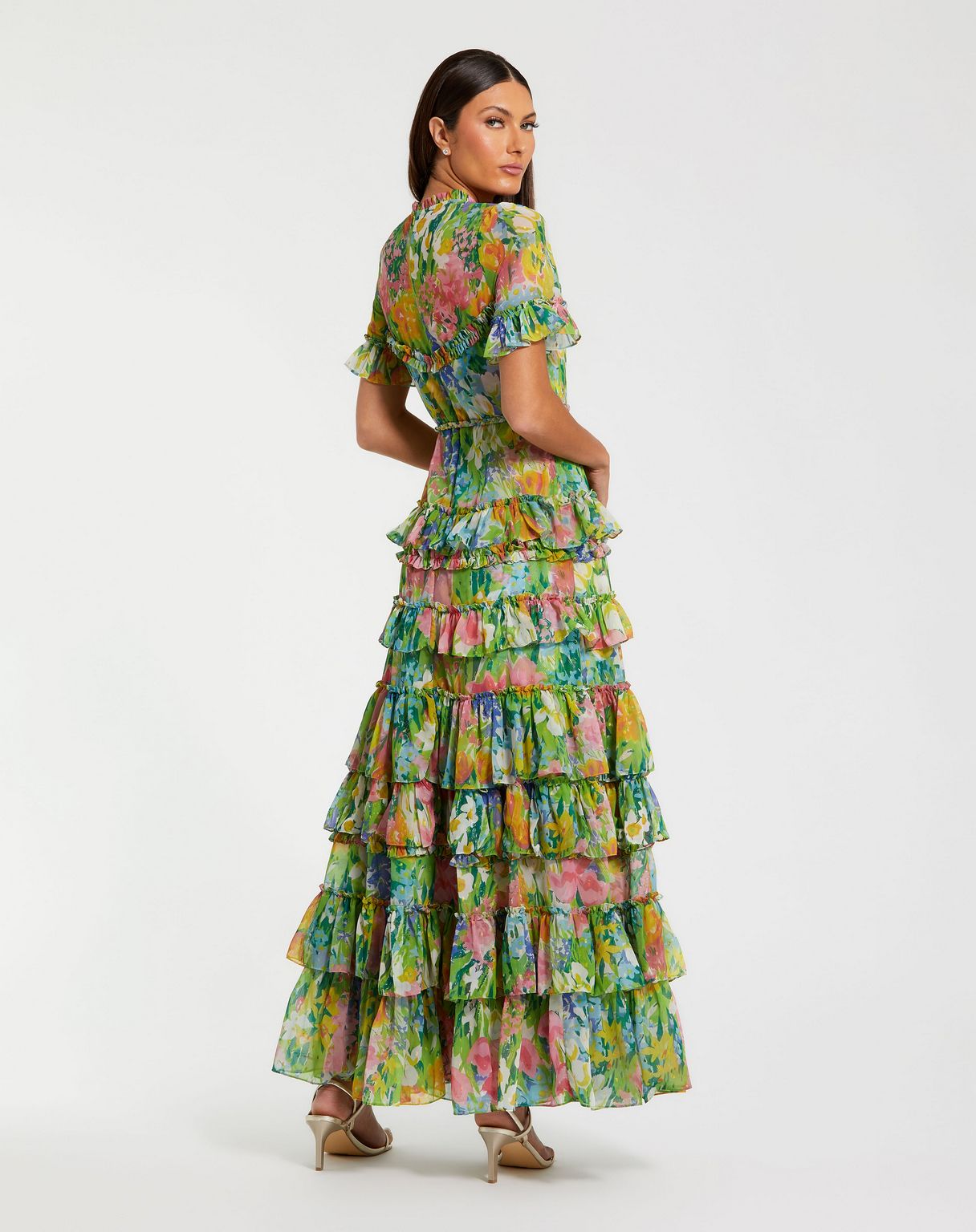 Mac Duggal 8112 Floral Long Layered Formal Dress