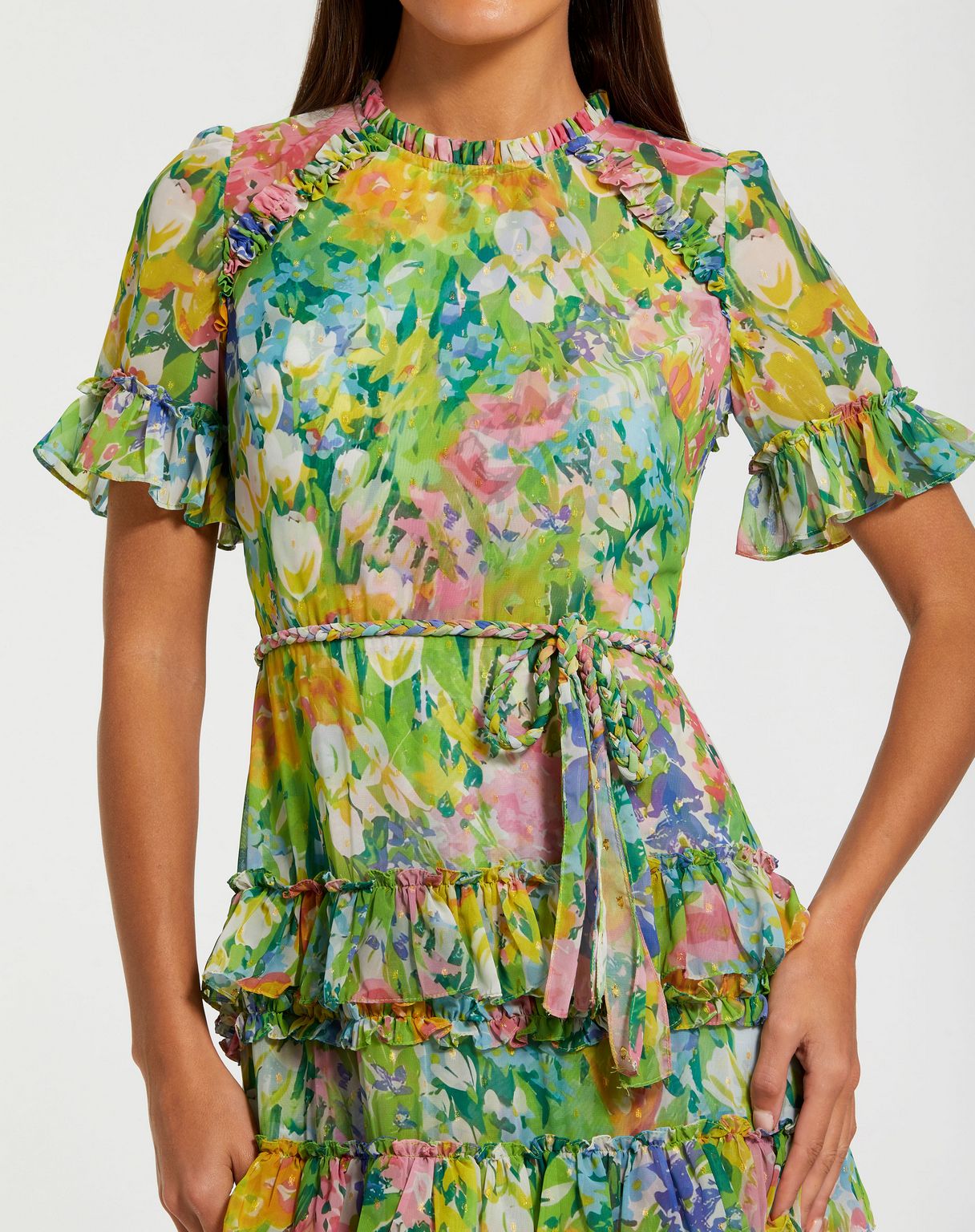 Formal Dresses Floral Long Layered Formal Dress Multi