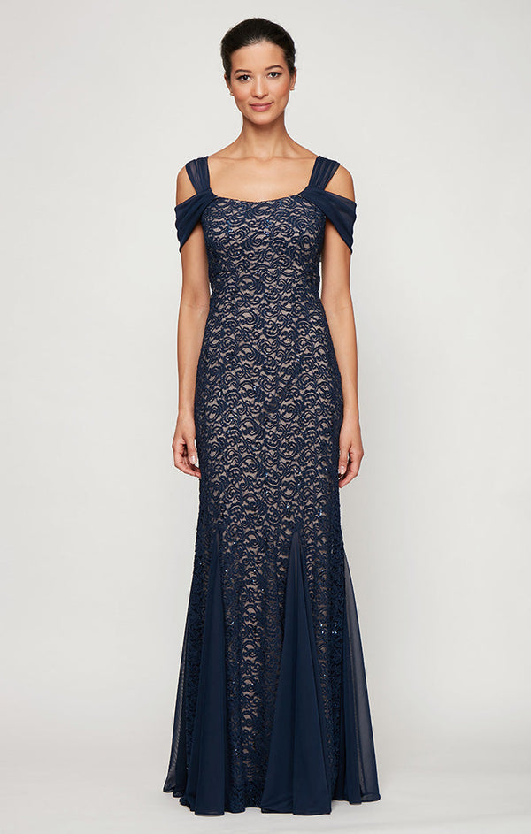 Alex Evenings 81122243 Long Formal Lace Evening Dress