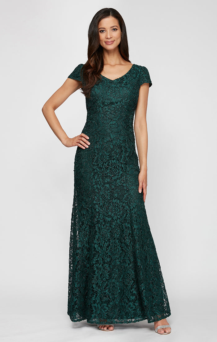 Alex Evenings 821223231 Formal Long Lace Petite Mother of the Bride Dress