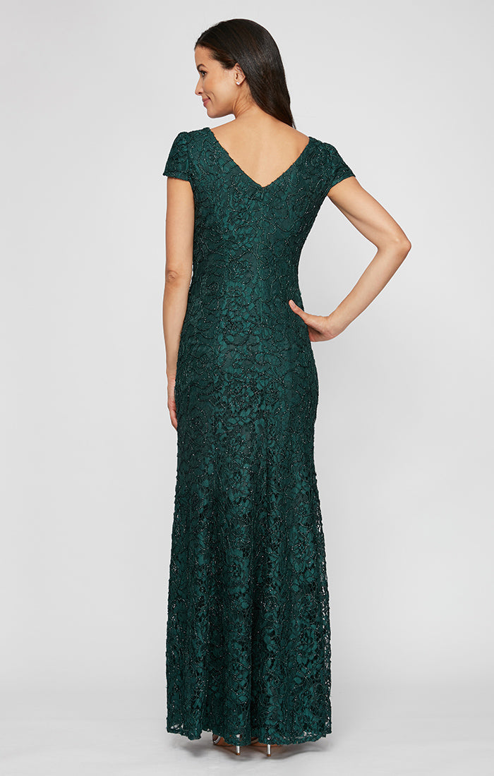 Alex Evenings 821223231 Formal Long Lace Petite Mother of the Bride Dress