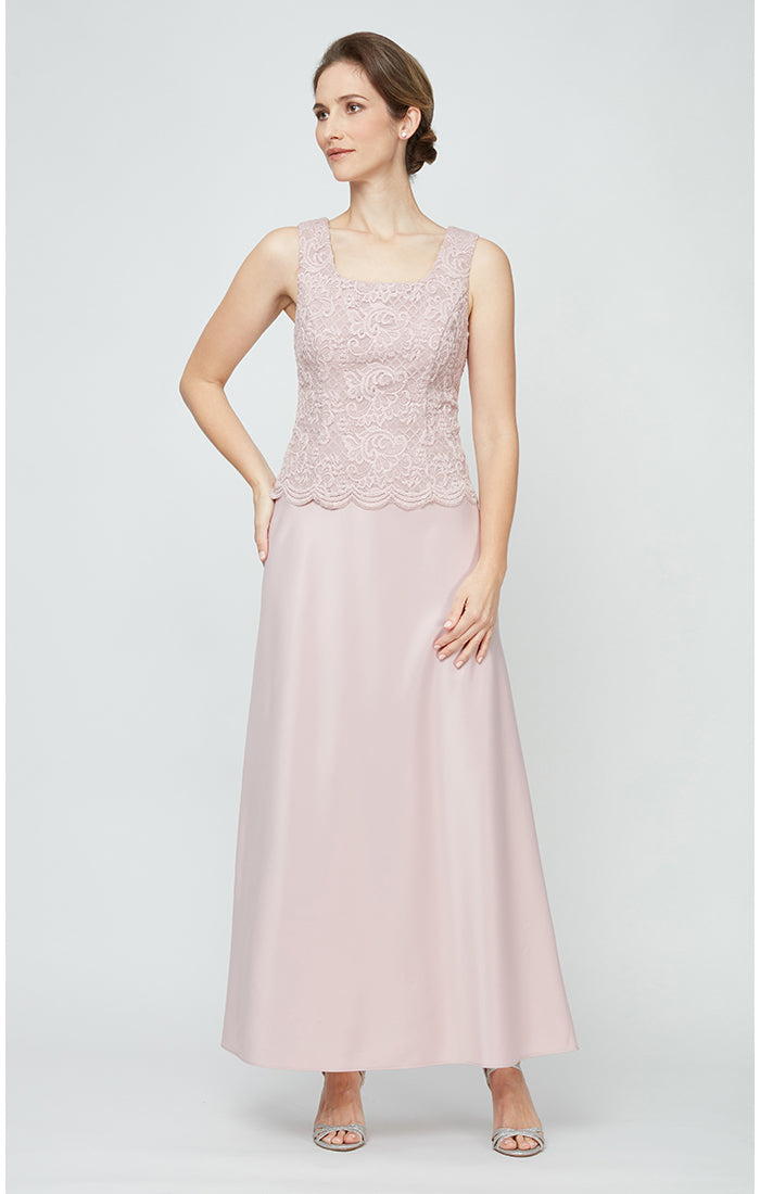 Alex Evenings 82122326 Long Petite Glitter Lace Mother of the Bride Jacket Dress
