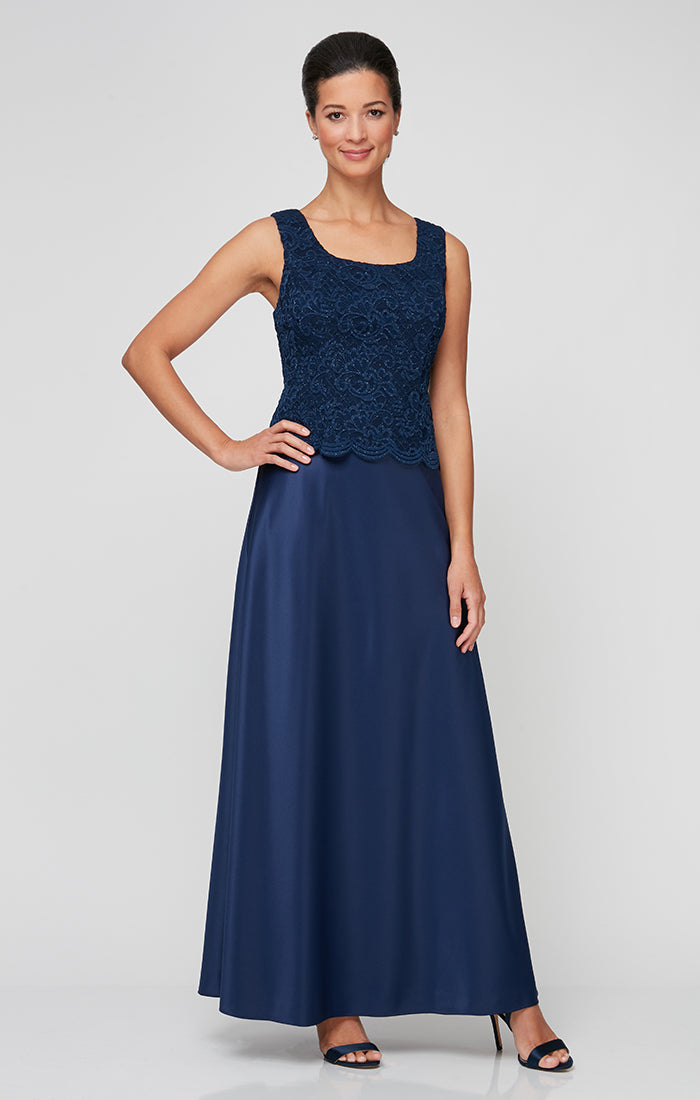 Alex Evenings 82122326 Long Petite Glitter Lace Mother of the Bride Jacket Dress