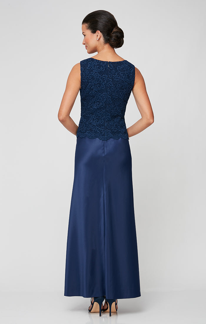 Mother of the Bride Dresses Long Petite Glitter Lace Mother of the Bride Jacket Dress Navy