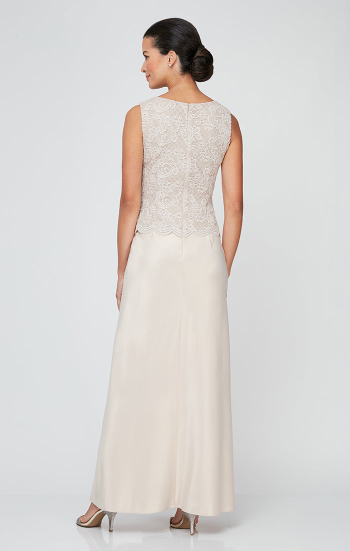 Alex Evenings 82122326 Long Petite Glitter Lace Mother of the Bride Jacket Dress