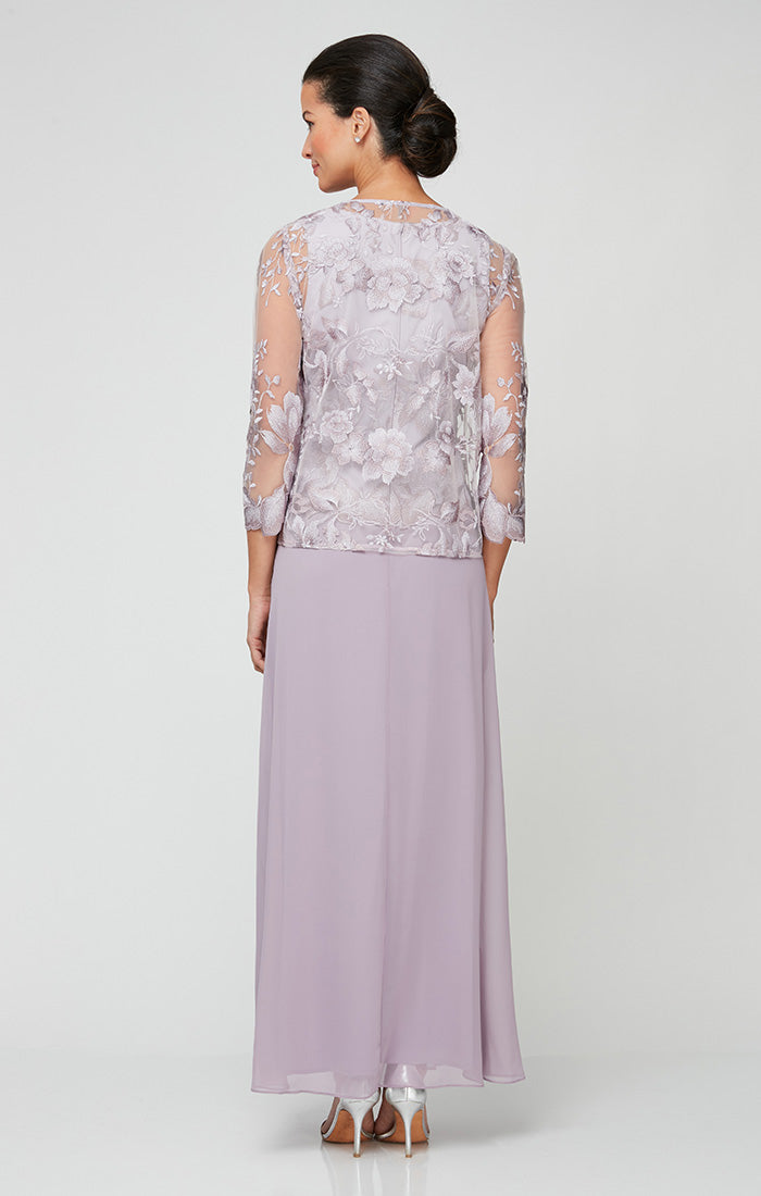 Alex Evenings 82122422 A Line Long Formal Mother of the Bride Petite Jacket Dress
