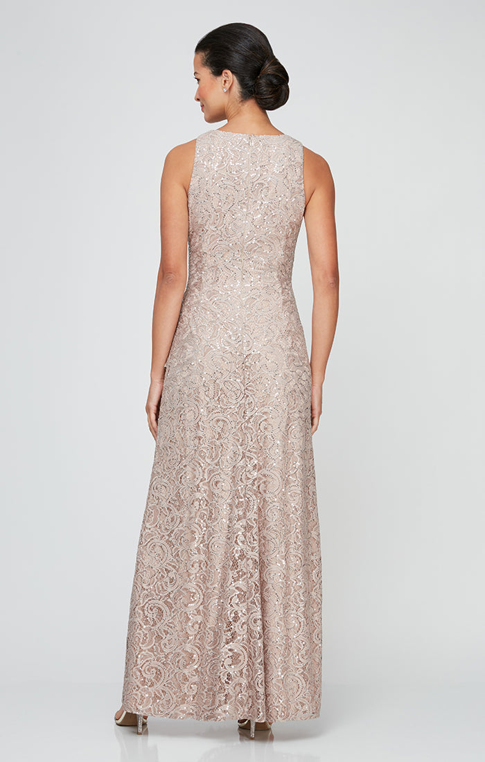 Alex Evenings 82122434 Long Formal Petite Ruffle Lace Evening Dress