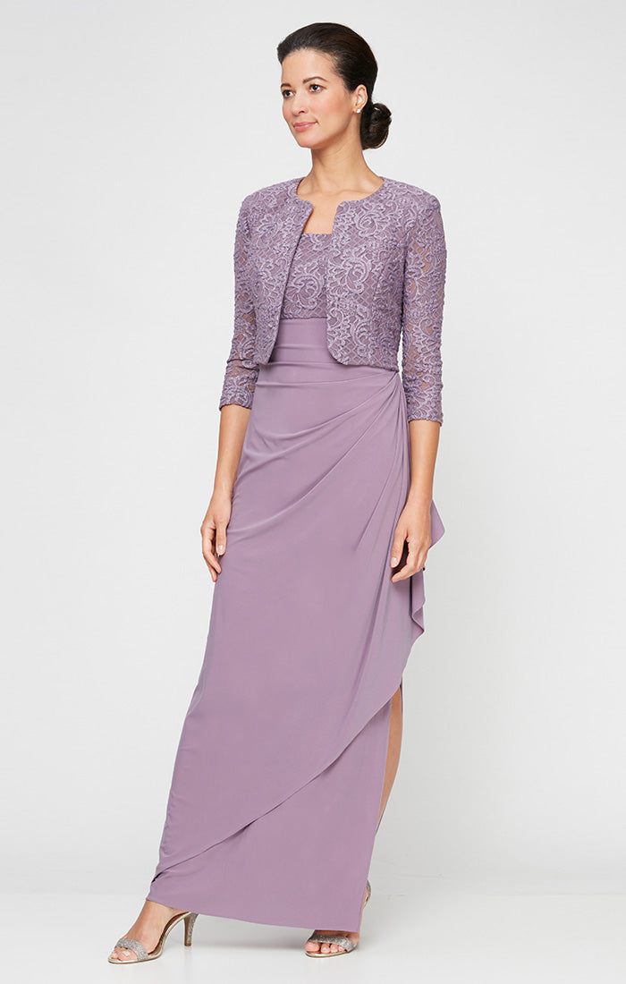 Alex Evenings Empire Waist Gown with Bolero Jacket in Icy Orchid at Nordstrom, Size 6p Alex Evenings Empire Waist Gown with Bolero Jacket in Icy Orchid at Nordstrom, Size 6p
