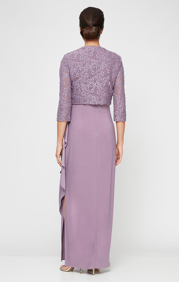 Alex Evenings 82122475 Petite Mother of the Bride Long Formal Lace Jacket Dress