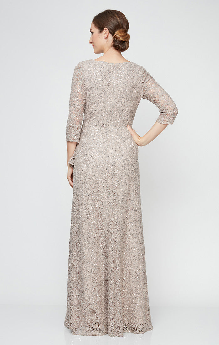 Alex Evenings 82122476 A Line Sequin Mother of the Bride Ruffle Long Formal Petite Dress
