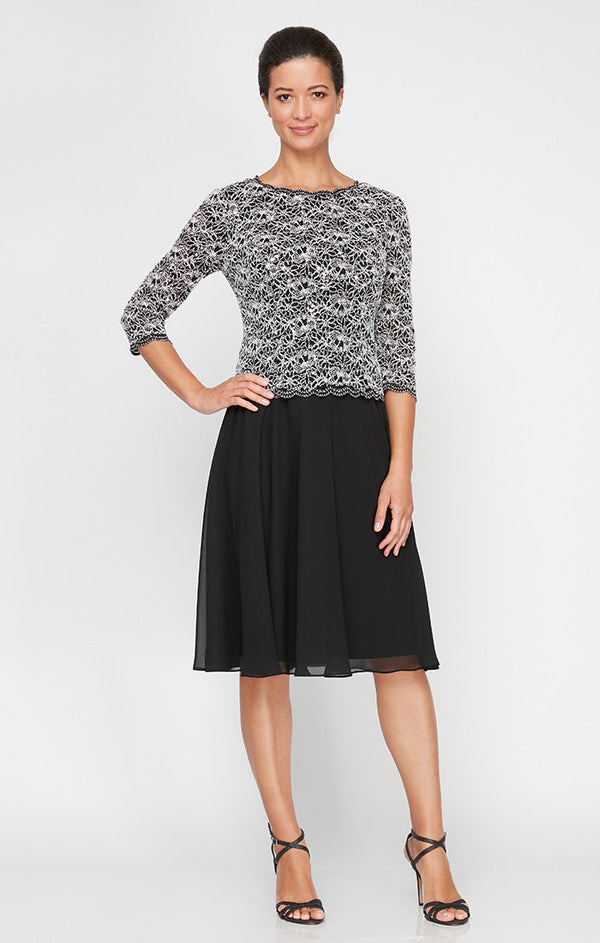 Alex Evenings 81122529 Short Cocktail Mother of the Bride Knee Length Dress