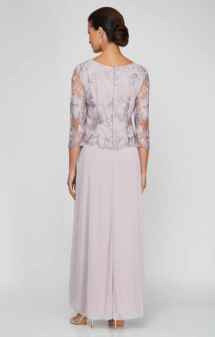 Alex Evenings Petite A-Line Embroidered Mock Dress with Scallop Detail SMOKEY ORCHID / 10P Alex Evenings Petite A-Line Embroidered Mock Dress with Scallop Detail SMOKEY ORCHID / 10P