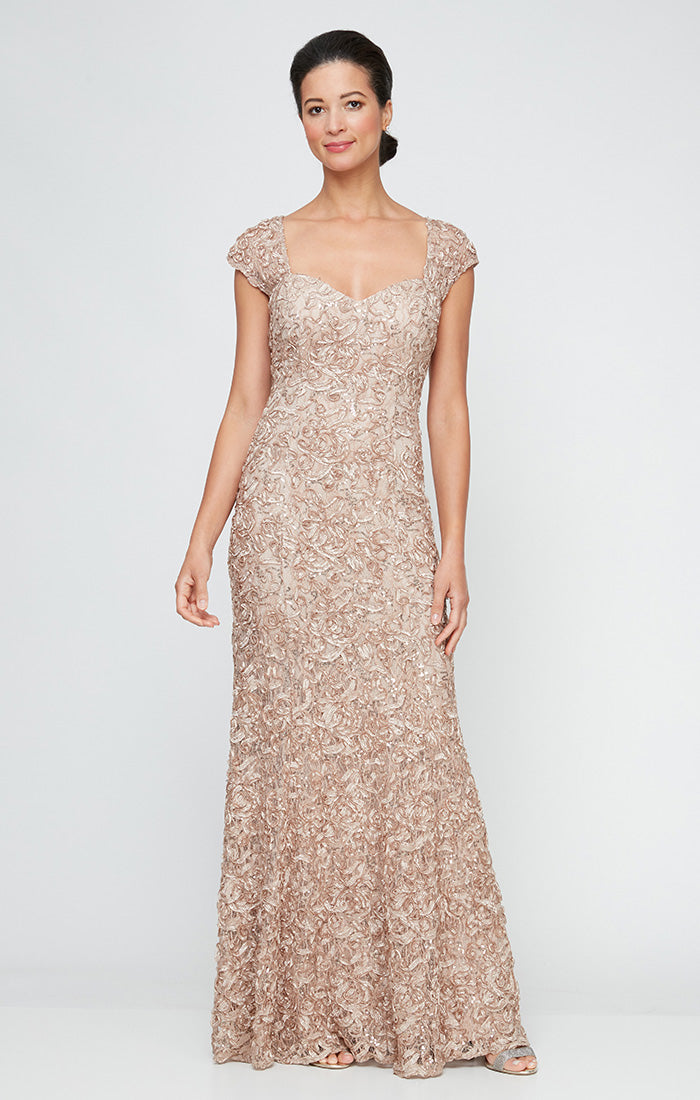 Alex Evenings Women's Sequined Soutache Mermaid Gown - Blue