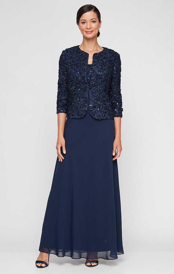 Alex Evenings 81122629 Lace Long Formal Mother of the Bride Dress