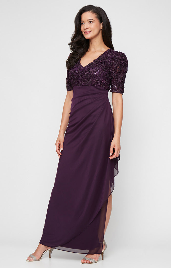 Alex Evenings Plus Victoria Empire Waist Gown Navy / 24W Alex Evenings Plus Victoria Empire Waist Gown Navy / 24W