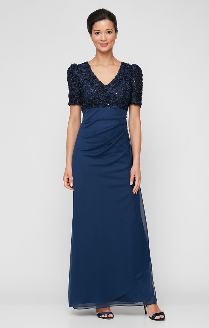 Alex Evenings Rebecca Puff Sleeve Detail Dress Deep Plum / 18 Alex Evenings Rebecca Puff Sleeve Detail Dress Deep Plum / 18