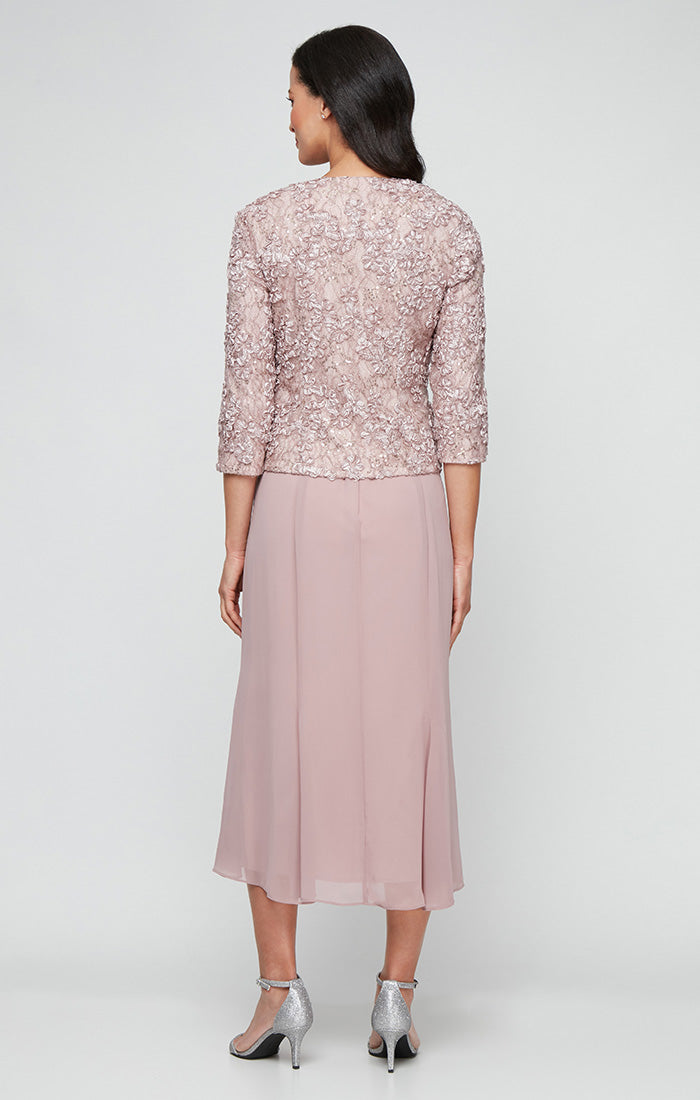 Alex Evenings 81122689 Cocktail Tea Length Button Jacket Dress