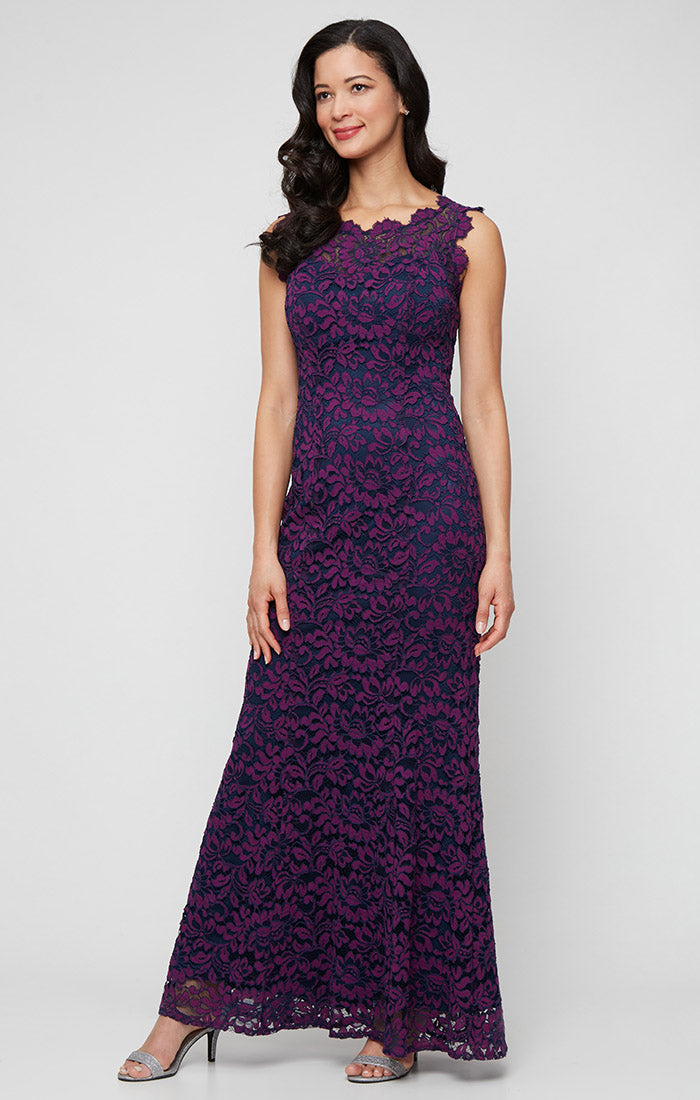 Formal Dresses Petite Long Formal Lace Mermaid Evening Dress Plum