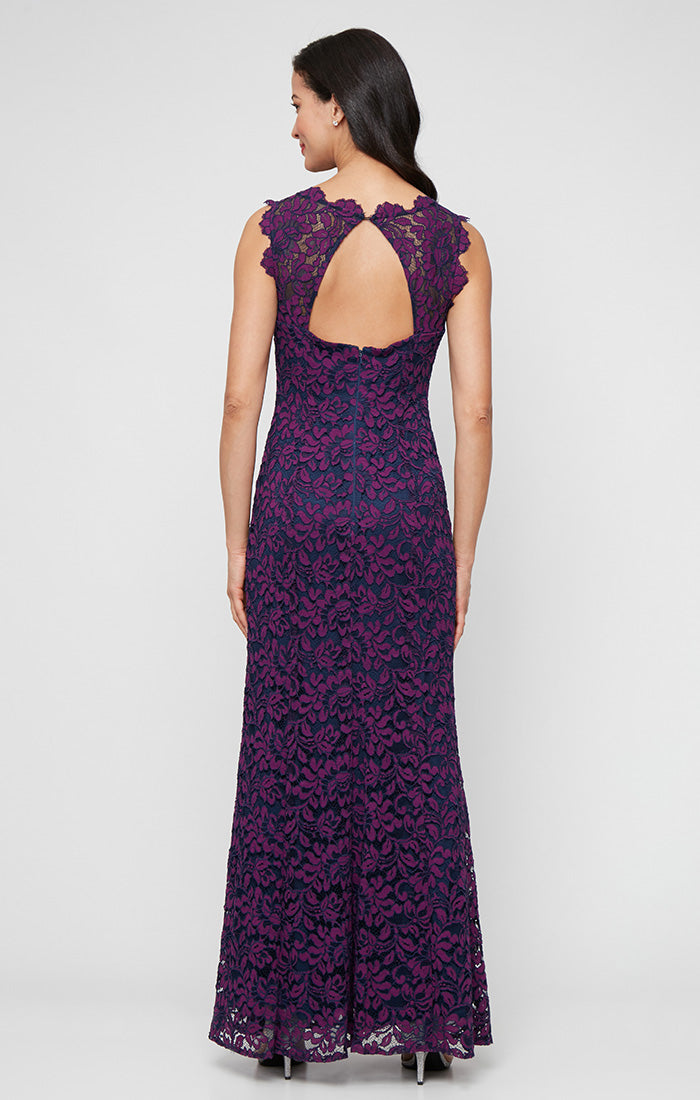 Formal Dresses Petite Long Formal Lace Mermaid Evening Dress Plum