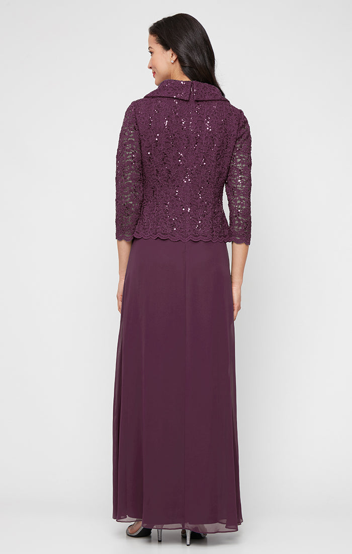 Alex Evenings 82122750 Long Lace Formal Mother of the Bride Petite Dress
