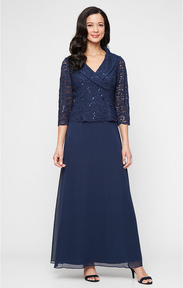 Alex Evenings 81122750 Long Formal Mother of the Bride Lace Dress