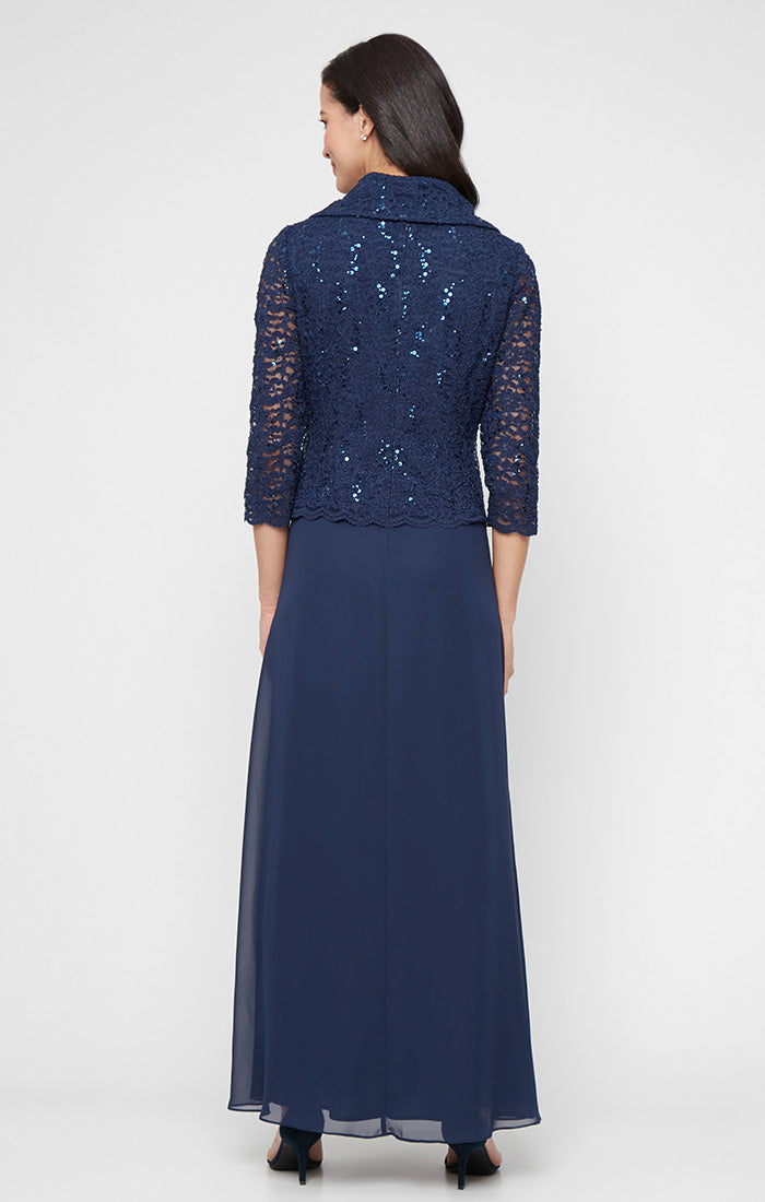 Alex Evenings 82122750 Long Lace Formal Mother of the Bride Petite Dress