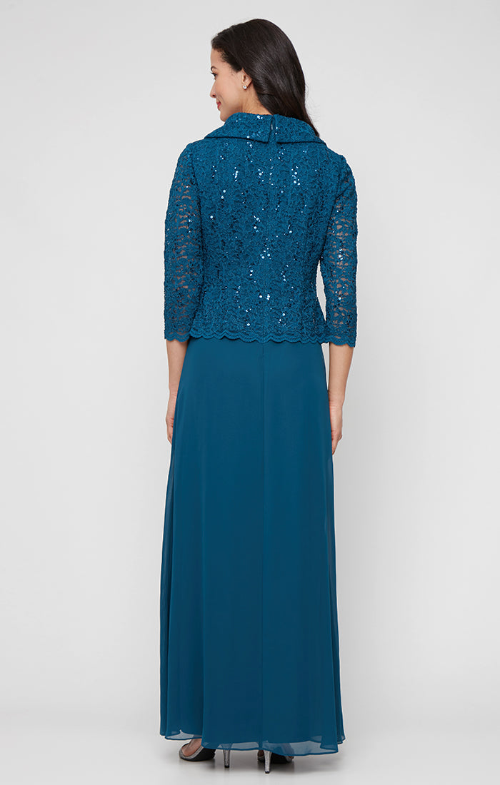 Alex Evenings 82122750 Long Lace Formal Mother of the Bride Petite Dress