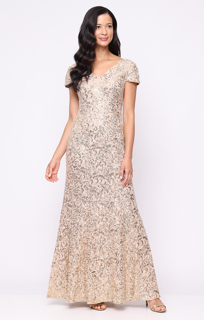 Mother of the Bride Dresses Long Formal Mother of the Bride Lace Dress Gold