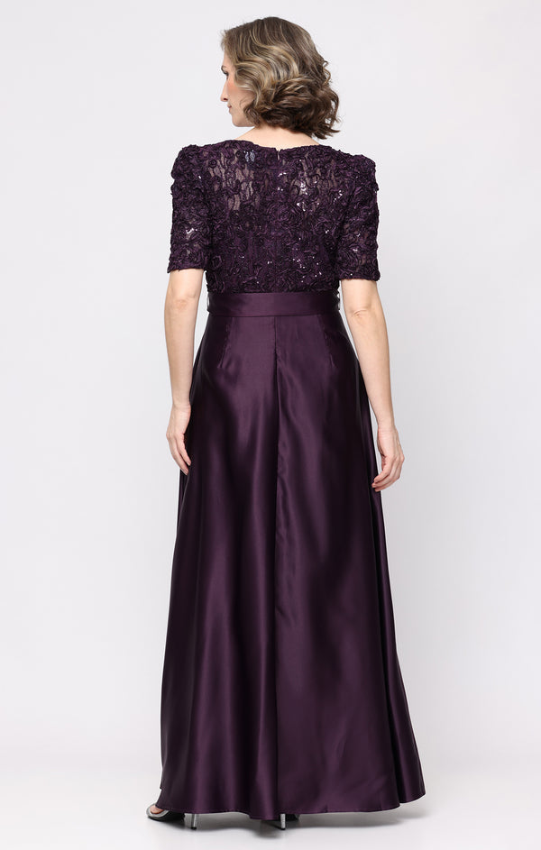 V-Neck Floor-Length Satin Evening A-Line Alex Evenings 81122845