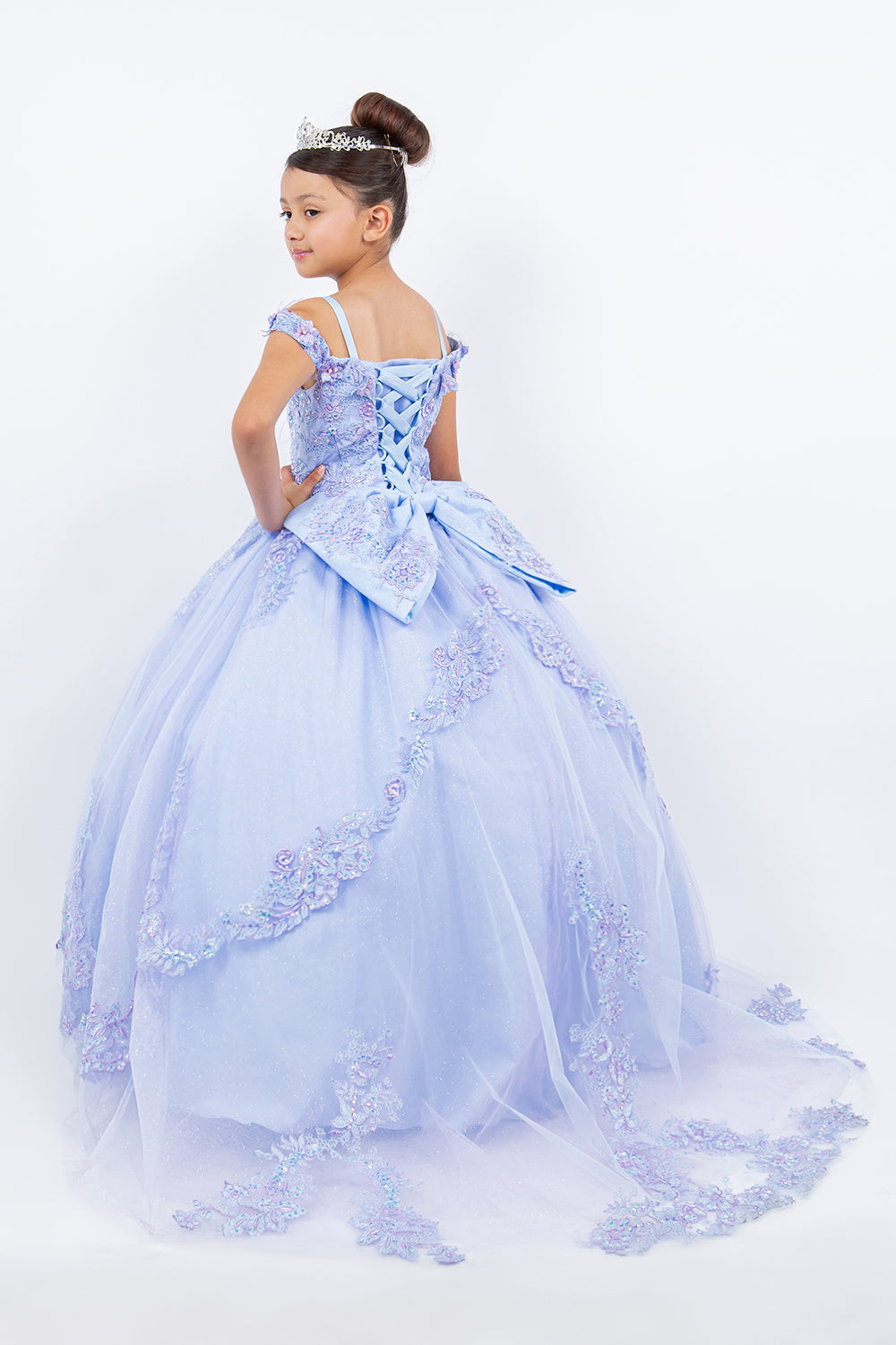Cinderella Couture 8115 Feather Lace Applique A Line Flower Girl Dress