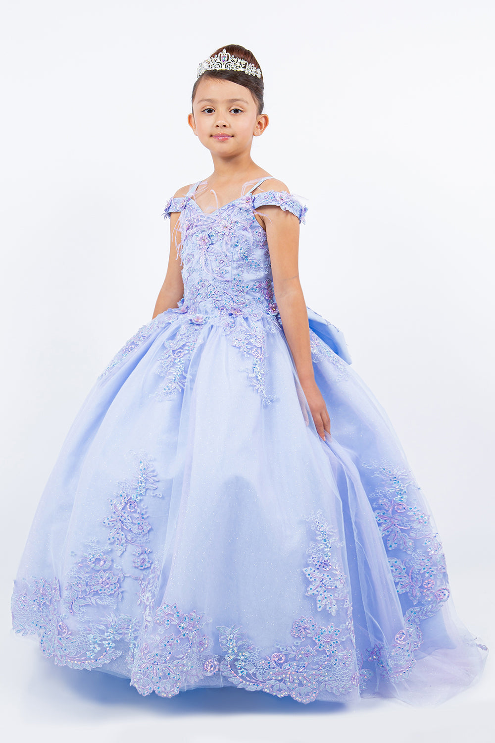 Cinderella Couture 8115 Feather Lace Applique A Line Flower Girl Dress