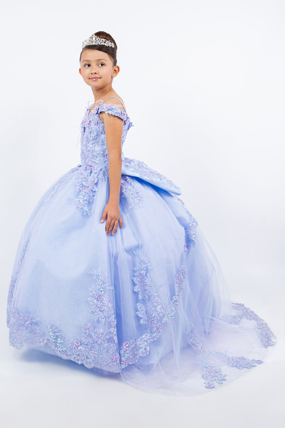 Cinderella Couture 8115 Feather Lace Applique A Line Flower Girl Dress