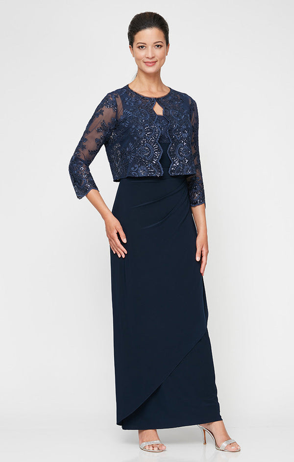 Alex Evenings 82171194 Petite Formal Mother of the Bride Long Jacket Dress