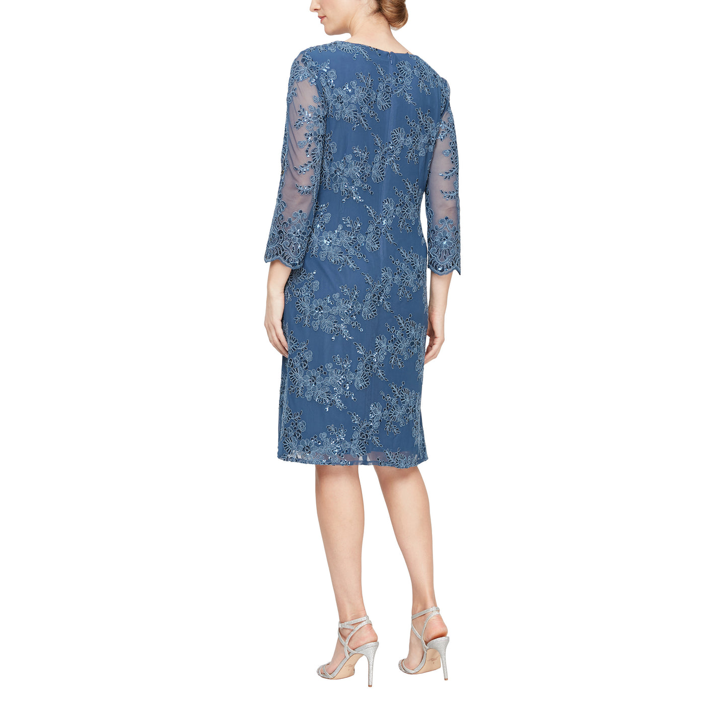 Alex Evenings Short Mother of the Bride Dress 811712226 - The Dress Outlet Vintage Blue