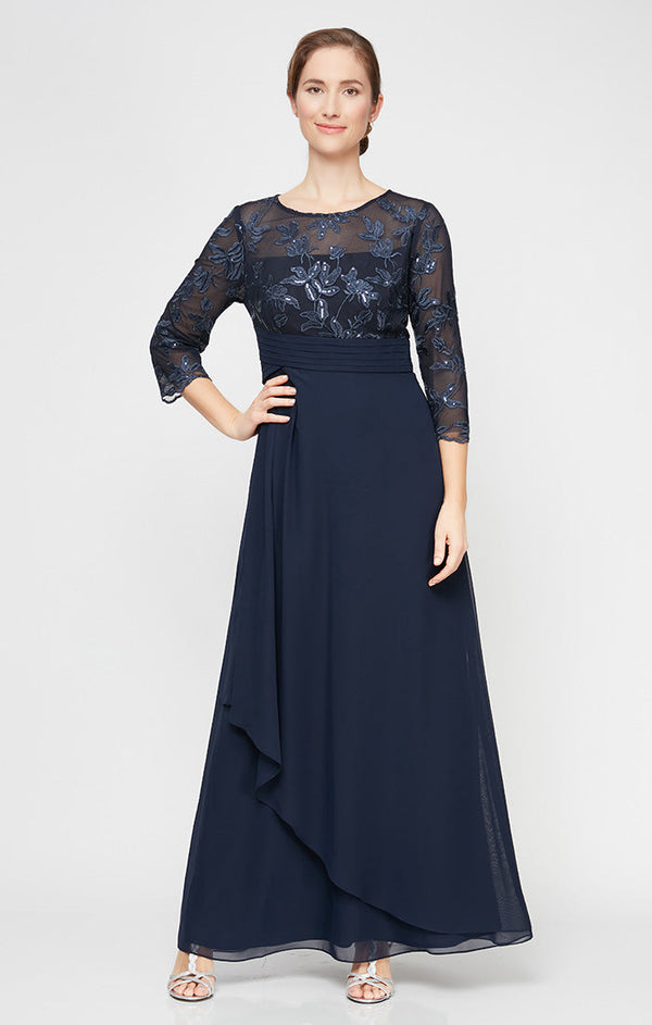 Alex Evenings 81171348 Pleated Long Mother of the Bride Formal Sequin Dress