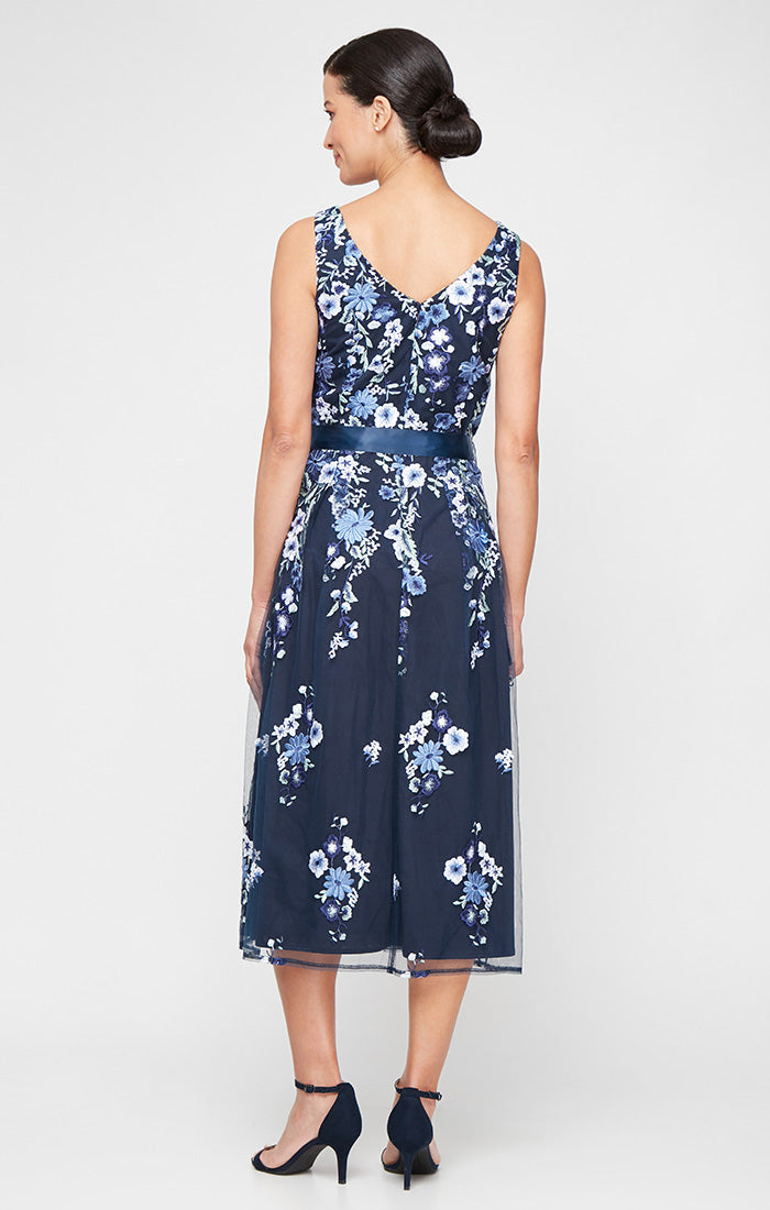 Alex Evenings 81171761 Short Cocktail Midi Length Floral Dress