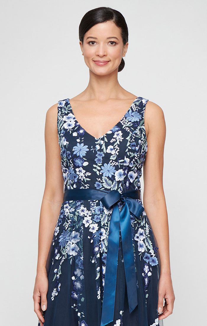Alex Evenings 81171761 Short Cocktail Midi Length Floral Dress