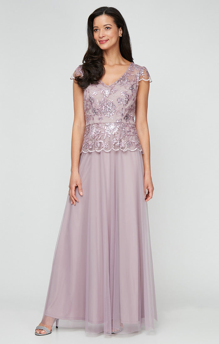Alex Evenings 81171767 Long Peplum Formal Evening Dress