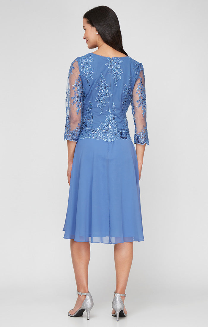 Alex Evenings Women's Midi Embroidered Mock Dress, 12