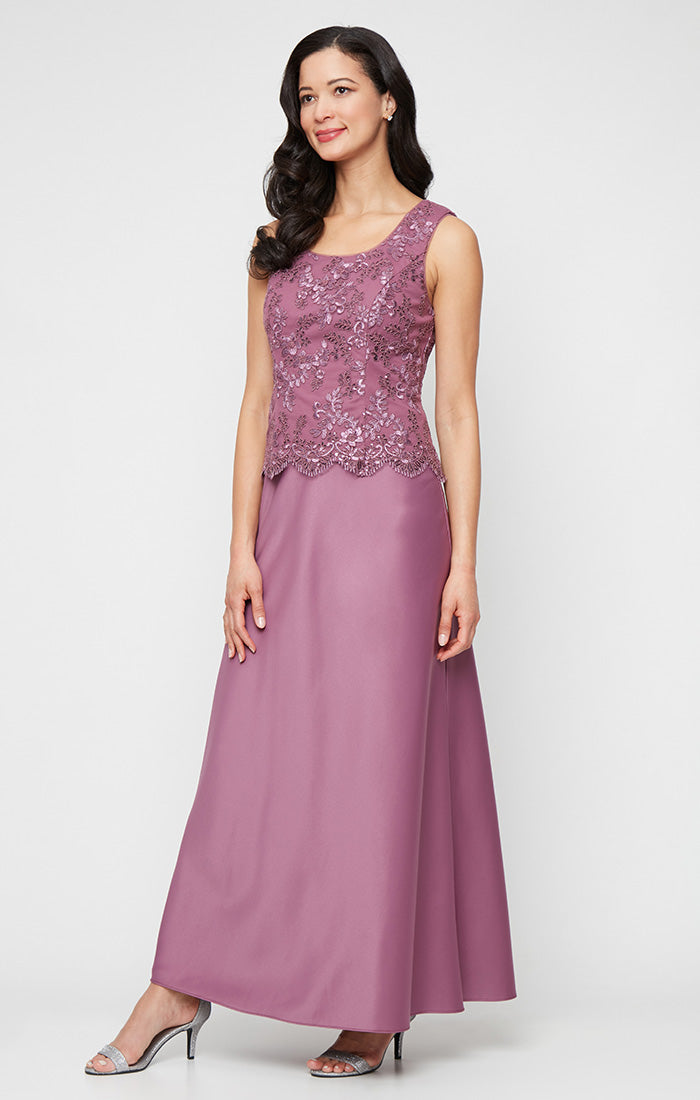 Alex Evenings Women's Plus Size Long Embroidered Tulle Mock Jacket Dress, Mauve, 18W Alex Evenings Women's Plus Size Long Embroidered Tulle Mock Jacket Dress, Mauve, 18W