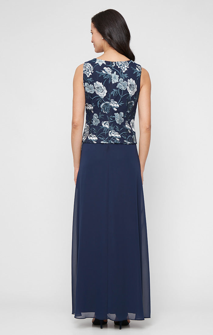Alex Evenings Petite Stretch Tulle Jacket Dress - Navy Multi Alex Evenings Petite Stretch Tulle Jacket Dress - Navy Multi