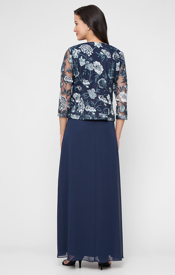 Mother of the Bride Dresses Long Formal Mother of the Bride Jacket Dress Navy Multi