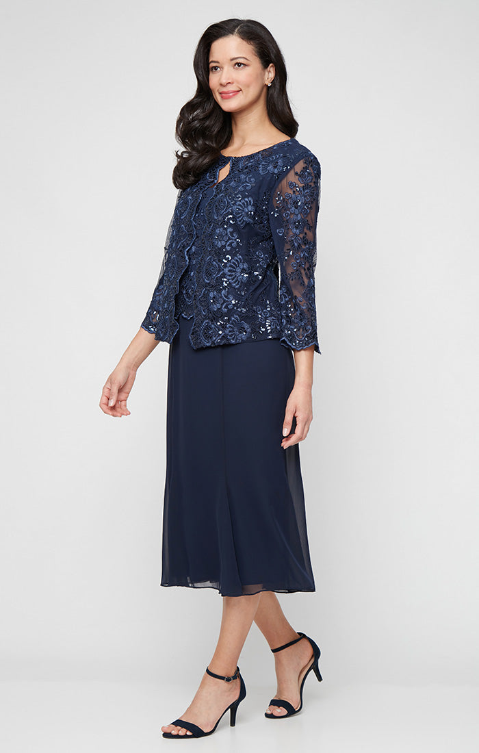 Alex Evenings 81171826 Sequin Mother of the Bride Jacket Midi Dress