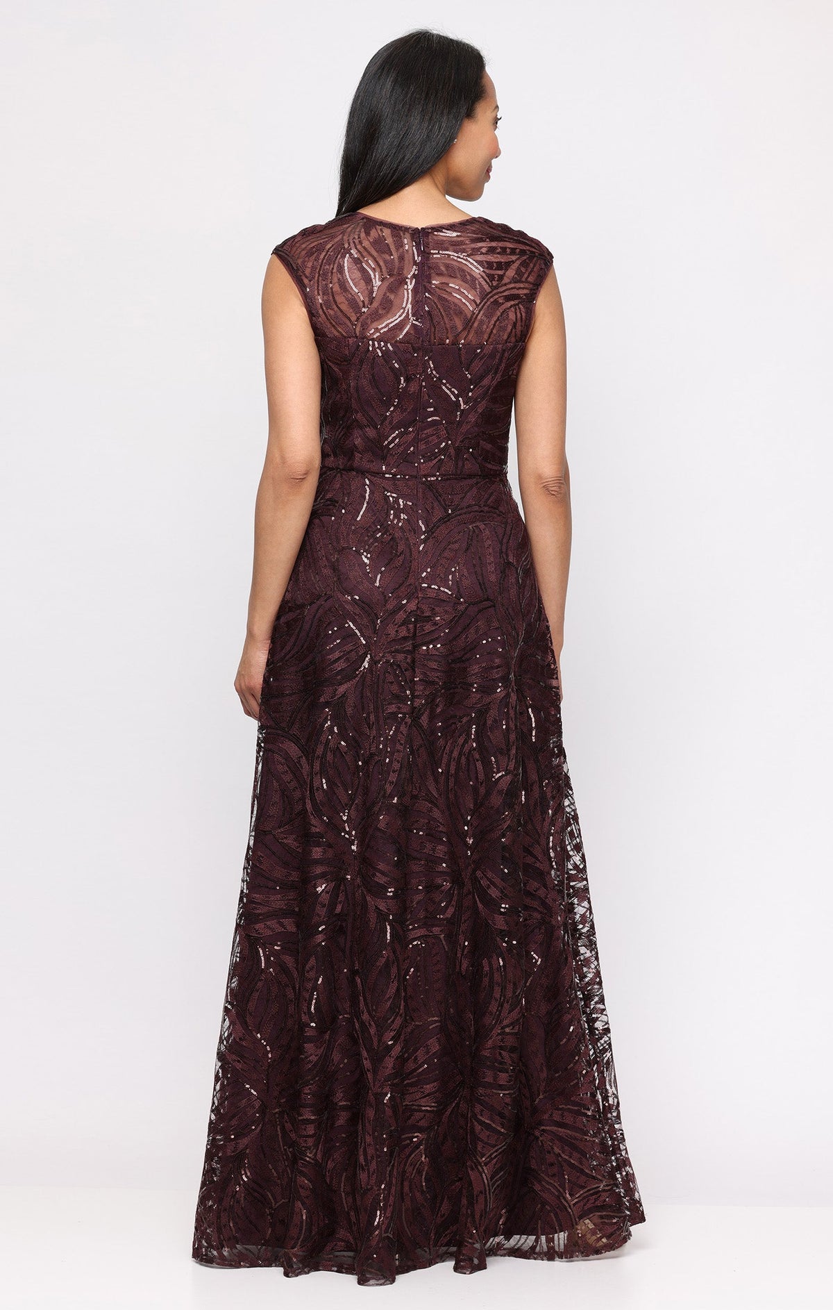 Alex Evenings 82171987 Square Floor-Length Sequin Evening A-Line