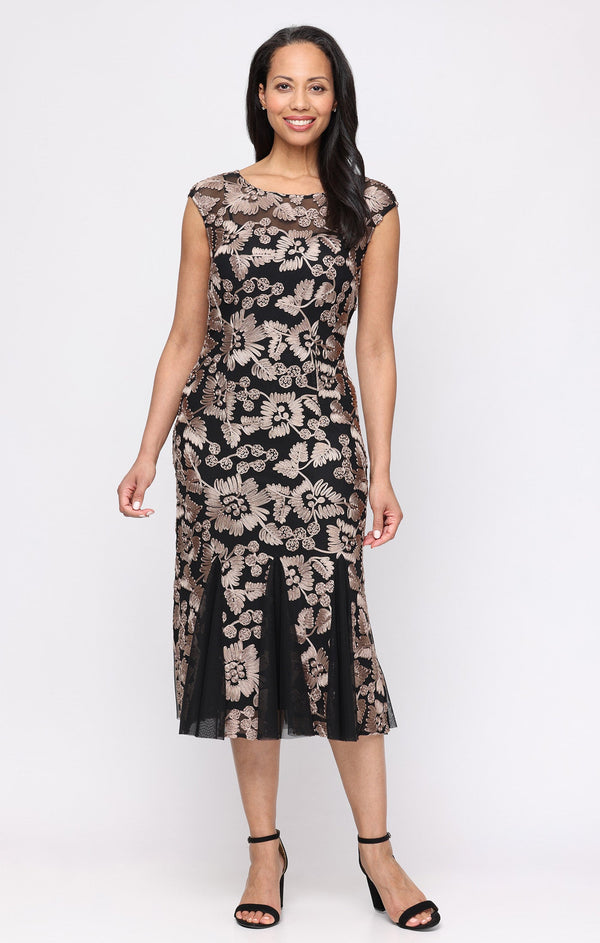 Alex Evenings 82172005 Illusion Midi Lace Cocktail
