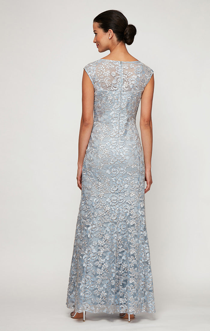 Alex Evenings 8217912 Floral Long Formal Petite Mother of the Bride Lace Dress